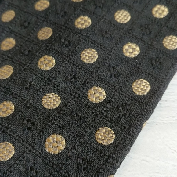 F.N. Tie Textured Navy & Tan/Gold Polkadot GUC - Picture 3 of 6